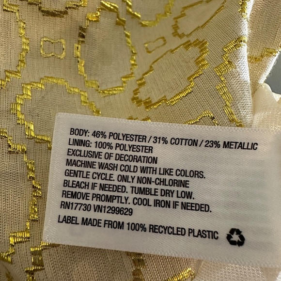 Gold and Ivory Metallic Lace Front Brocade Party Holiday Cocktail Dress - Picture 8 of 10